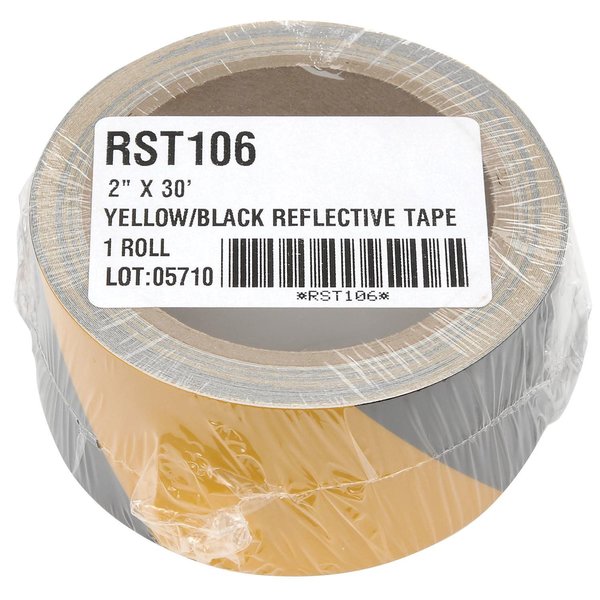 Incom INCOM Reflective Safety Tape, 3W x 30'L, Striped Yellow/Black, 1 Roll RST136